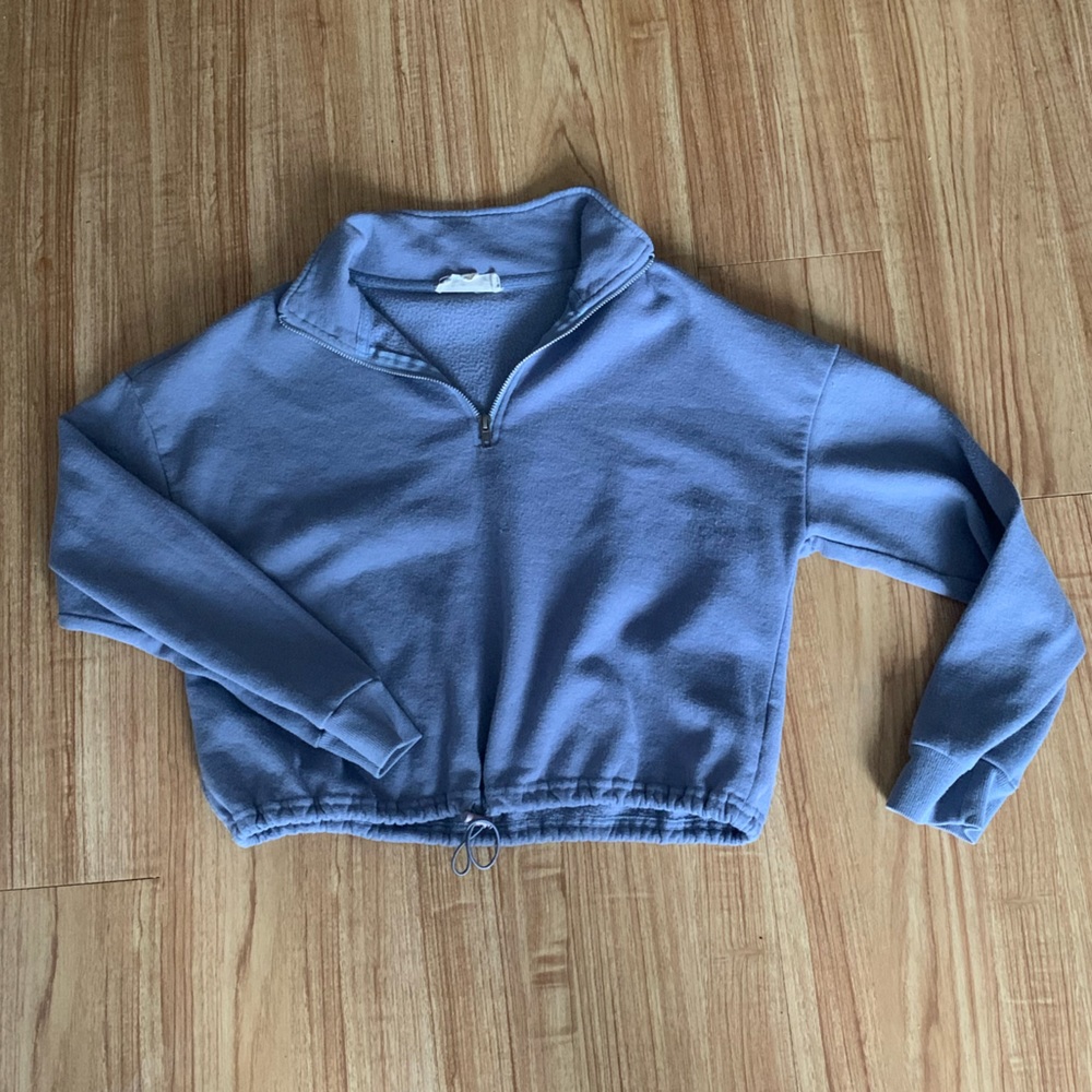 Medium pink republic quarter zip cropped sweater long sleeve